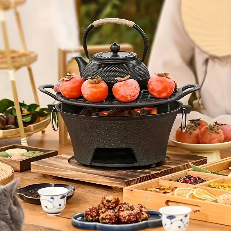 🔥Clearance Sale 49% OFF 🎅 Portable Cast Iron Charcoal Grill & Stove for Camping and Backyard